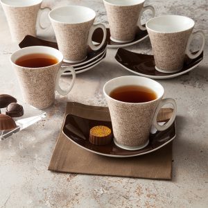 سرویس چای خوری 12 پارچه چینی زرین ایران طرح تکسچر درجه عالی