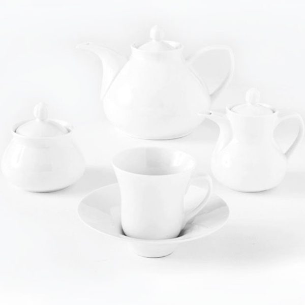 سرویس چای خوری 18 پارچه چینی زرین ایران مدل شهرزاد سفید درجه عالی