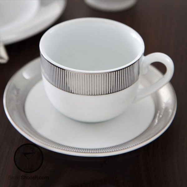 سرویس چای خوری 17 پارچه چینی زرین ایران سری ایتالیا اف مدل پالادیوم درجه یک