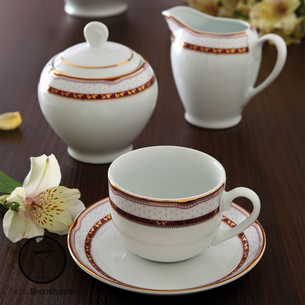 سرویس چای خوری 12 پارچه چینی زرین مدل پرشیا قرمز درجه یک